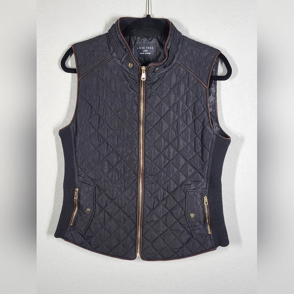 Love Tree Women's Dark Gray Quilted Vest - Picture 1 of 9